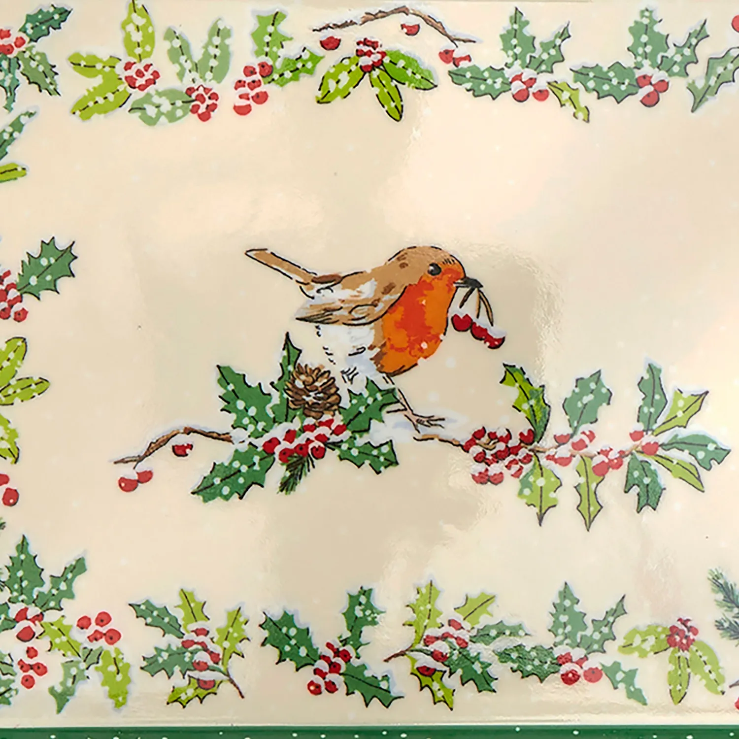 Ulster Weavers Christmas Robins bakke grøn 21x14 cm