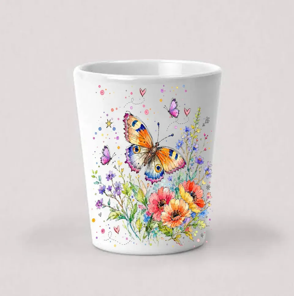 Avery Lane Gifts Whimsical Butterflies shotglas keramik