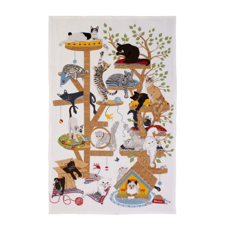 Ulster Weavers Moggie Mayhem viskestykke bomuld katte