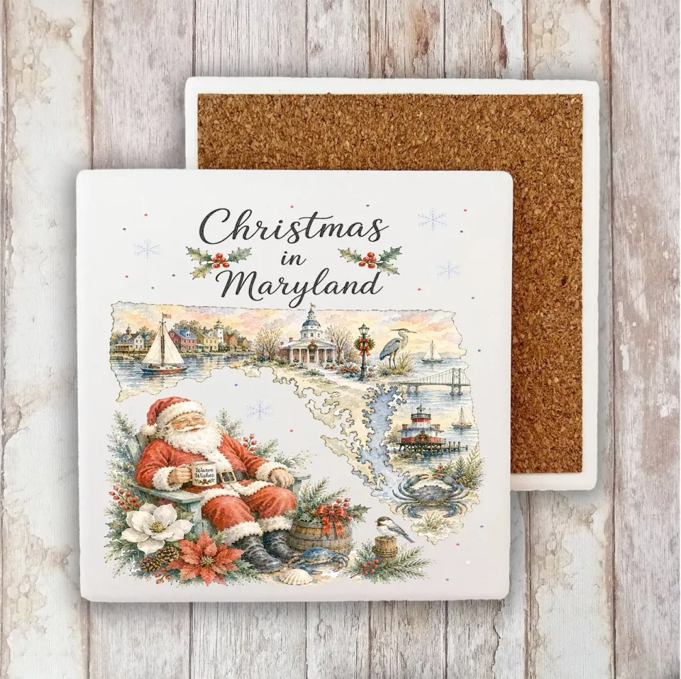 Avery Lane Gifts Christmas in Maryland bordskåner 10x10 cm sten