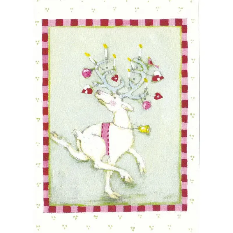 AspEgren Dancing Reindeer postkort 11x16 cm 2 stk blandet