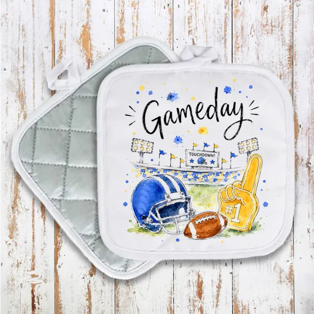 Avery Lane Gifts Gameday Football Royal Blue Gold grydelap 20x20 cm