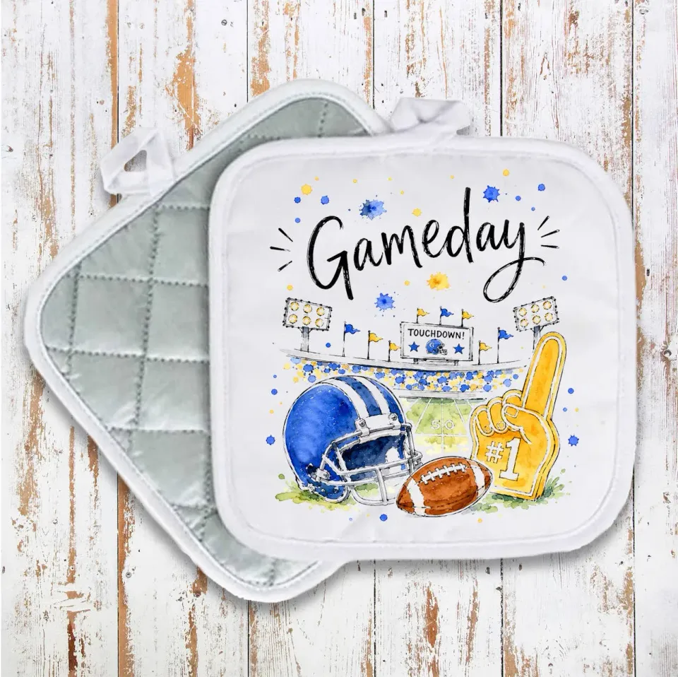 Avery Lane Gifts Gameday Football Royal Blue Gold grydelap 20x20 cm