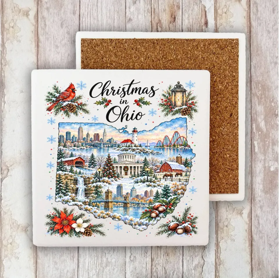 Avery Lane Gifts Christmas Ohio coaster i sten 10x10 cm