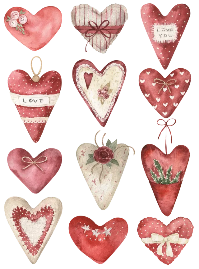 Avery Lane Gifts Valentine Farmhouse Country Hearts pynt