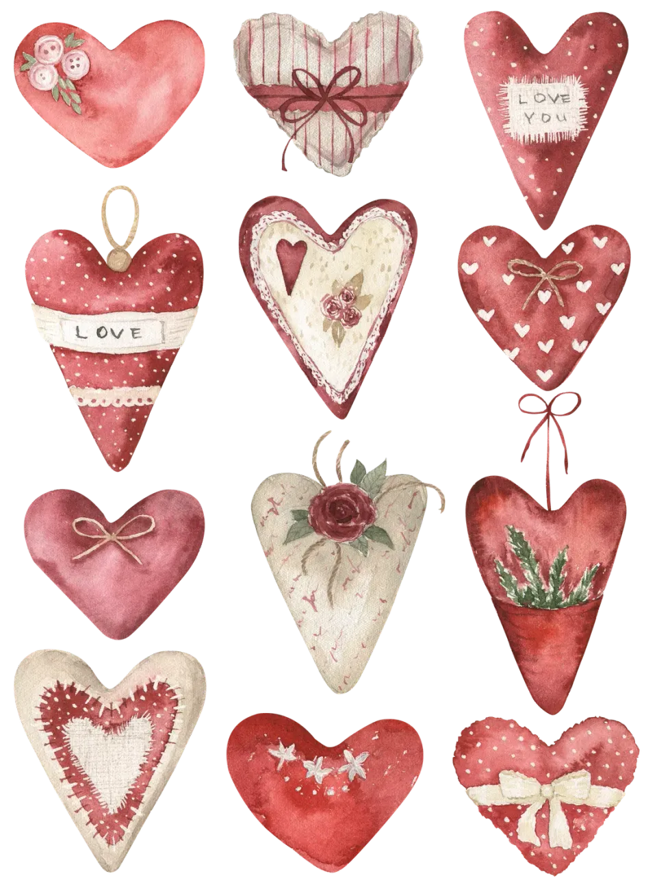 Avery Lane Gifts Valentine Farmhouse Country Hearts pynt