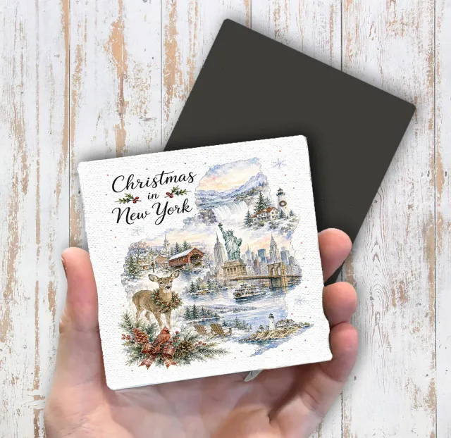 Avery Lane Gifts Christmas New York køleskabsmagnet 10x10 cm