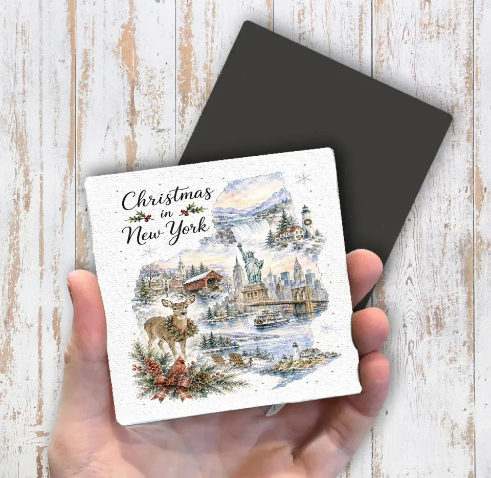 Avery Lane Gifts Christmas New York køleskabsmagnet 10x10 cm