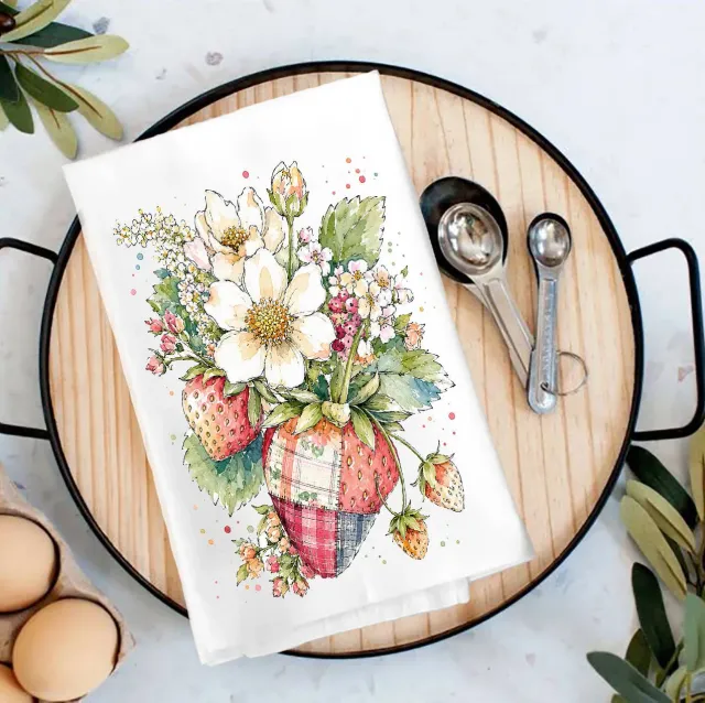 Avery Lane Gifts Watercolor Quilted Strawberry viskestykke bomuld 69x69 cm