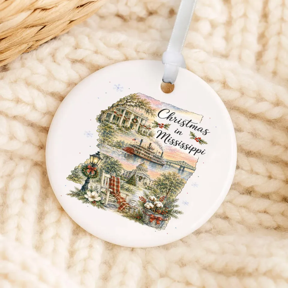 Avery Lane Gifts Mississippi juleornament porcelæn 7,6 cm