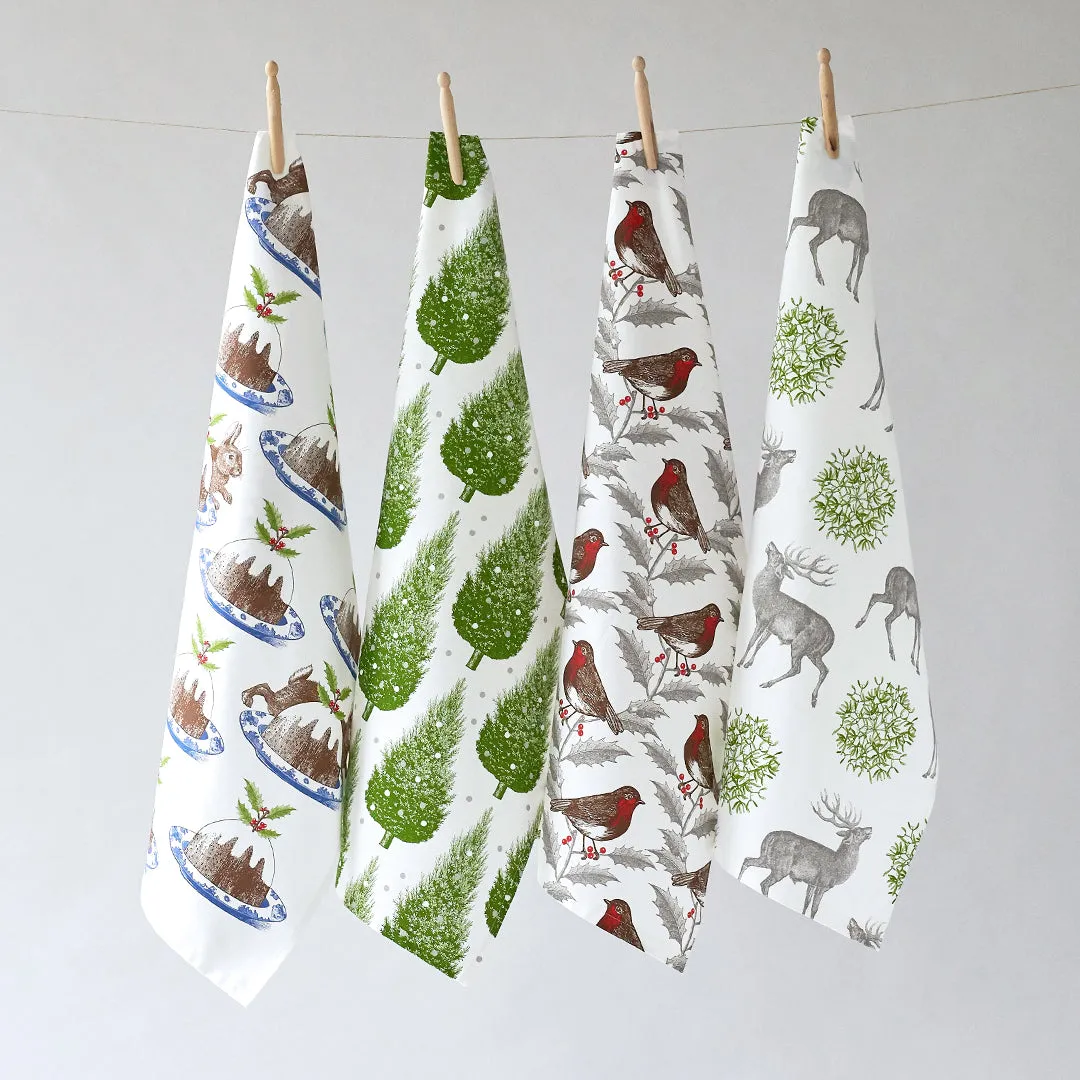 Thornback & Peel Robin & Holly viskestykke 47x77 cm hvid
