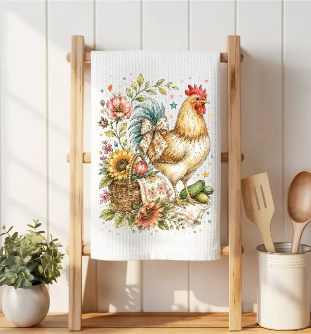 Avery Lane Whimsical Country Hen viskestykke vaffel
