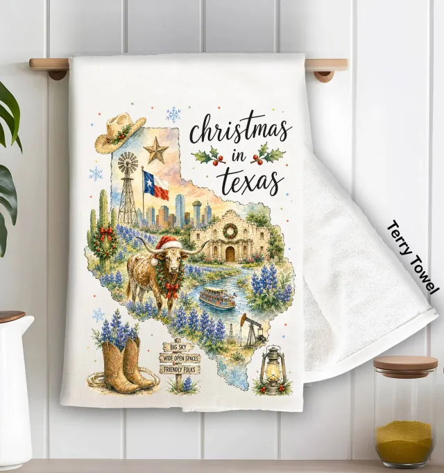 Avery Lane Gifts Texas jul viskestykke frotté bomuld