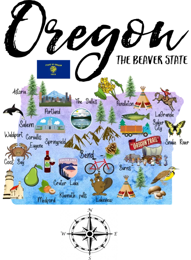 Avery Lane Gifts Oregon State Map souvenir kortmotiv