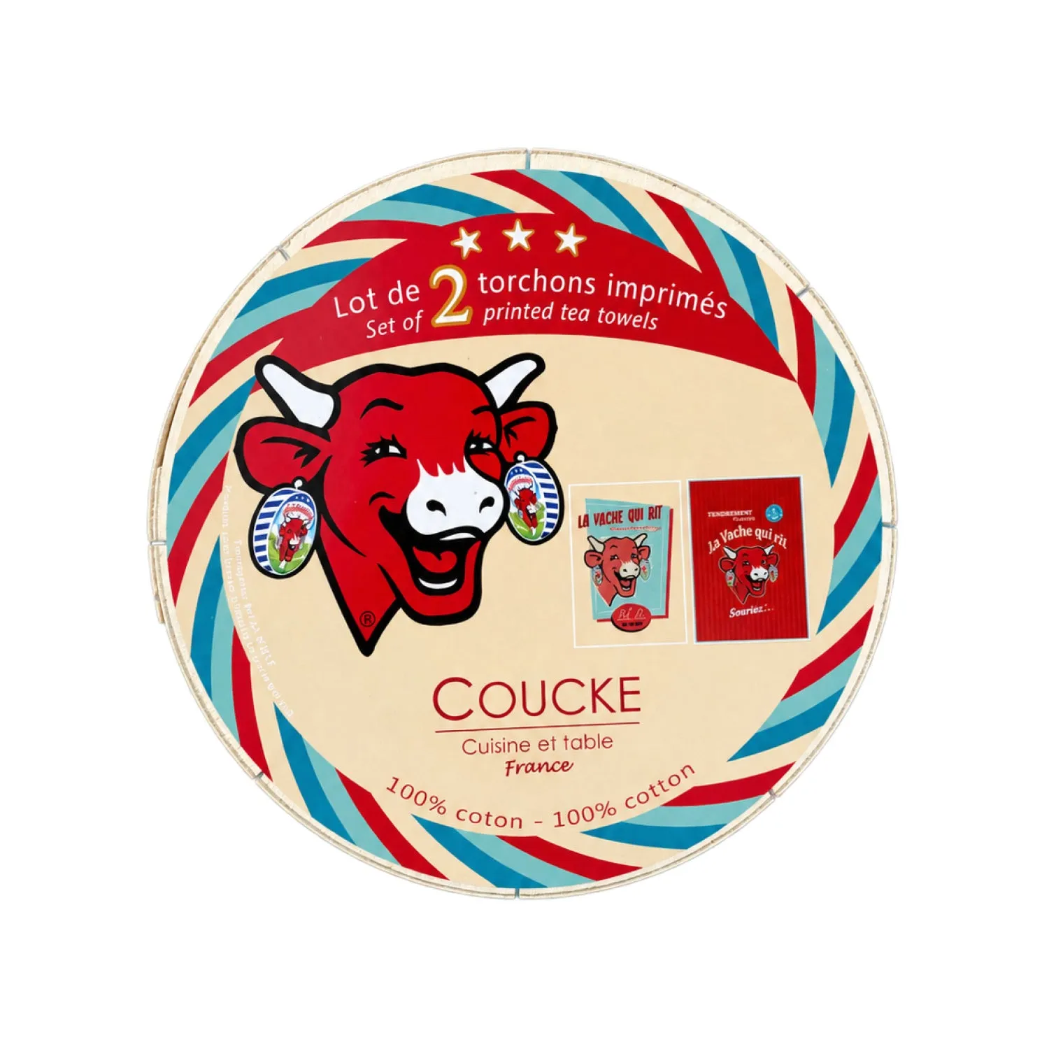 Coucke The Laughing Cow Retro Vanilla & Red viskestykke 2-pak