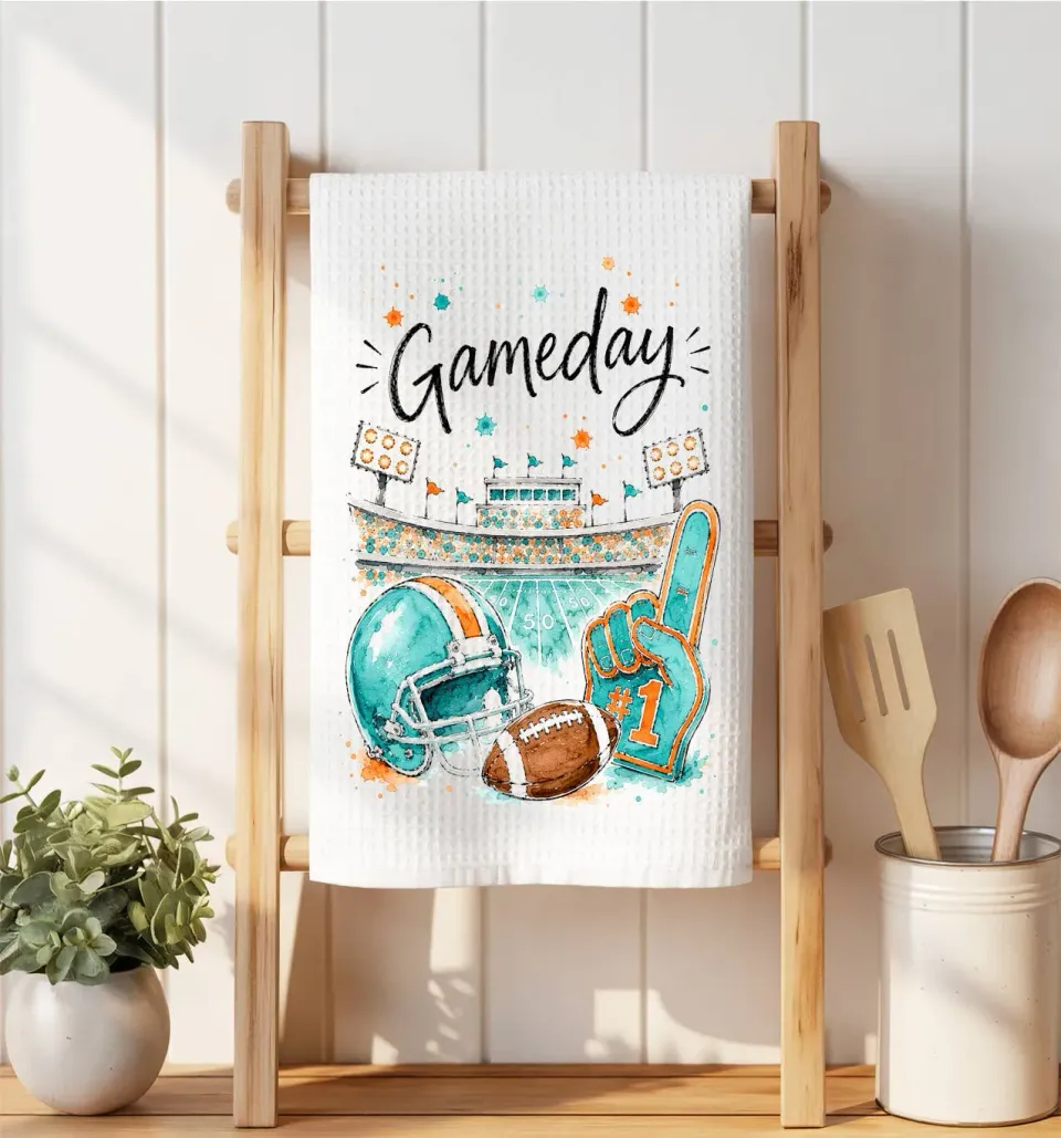 Avery Lane Gifts Gameday Aqua Orange mikrofiberklud 41x36 cm