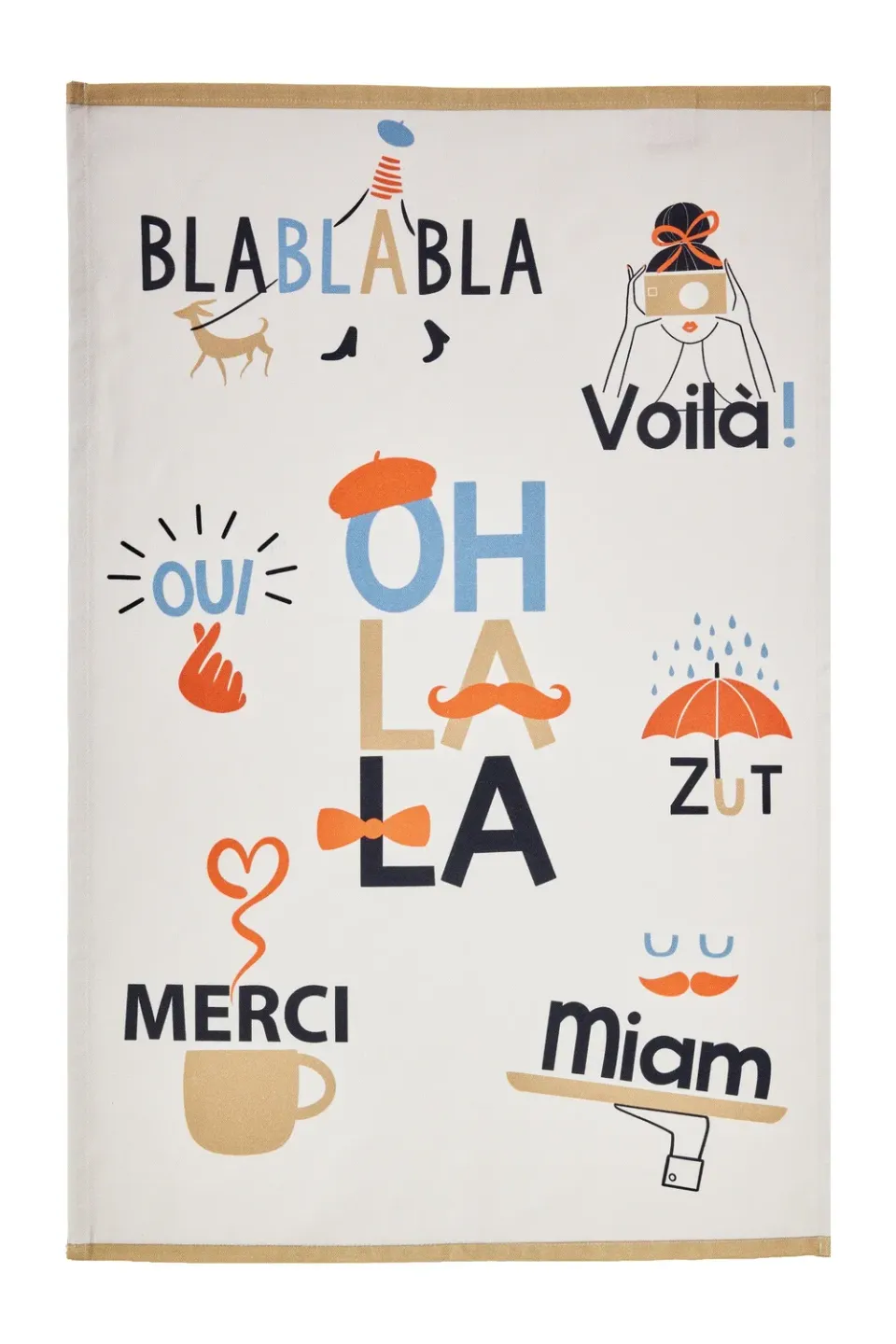 Coucke Onomatopoeia viskestykke hvid bomuld 50x75 cm