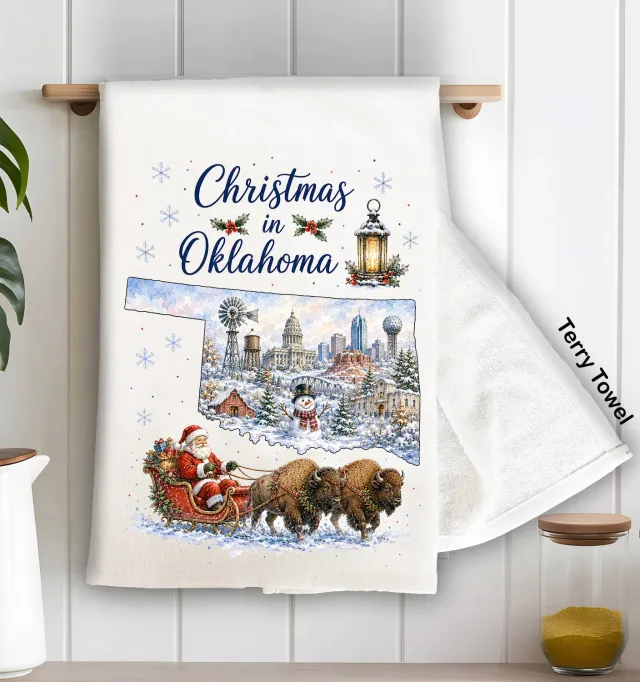 Avery Lane Gifts Christmas Oklahoma viskestykke frotté bomuld