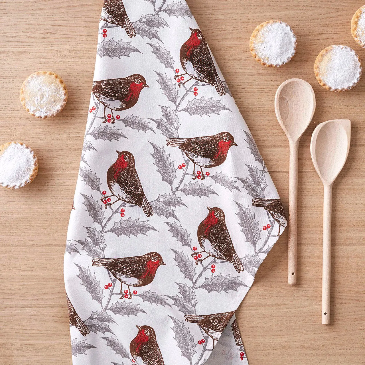 Thornback & Peel Robin & Holly viskestykke 47x77 cm hvid