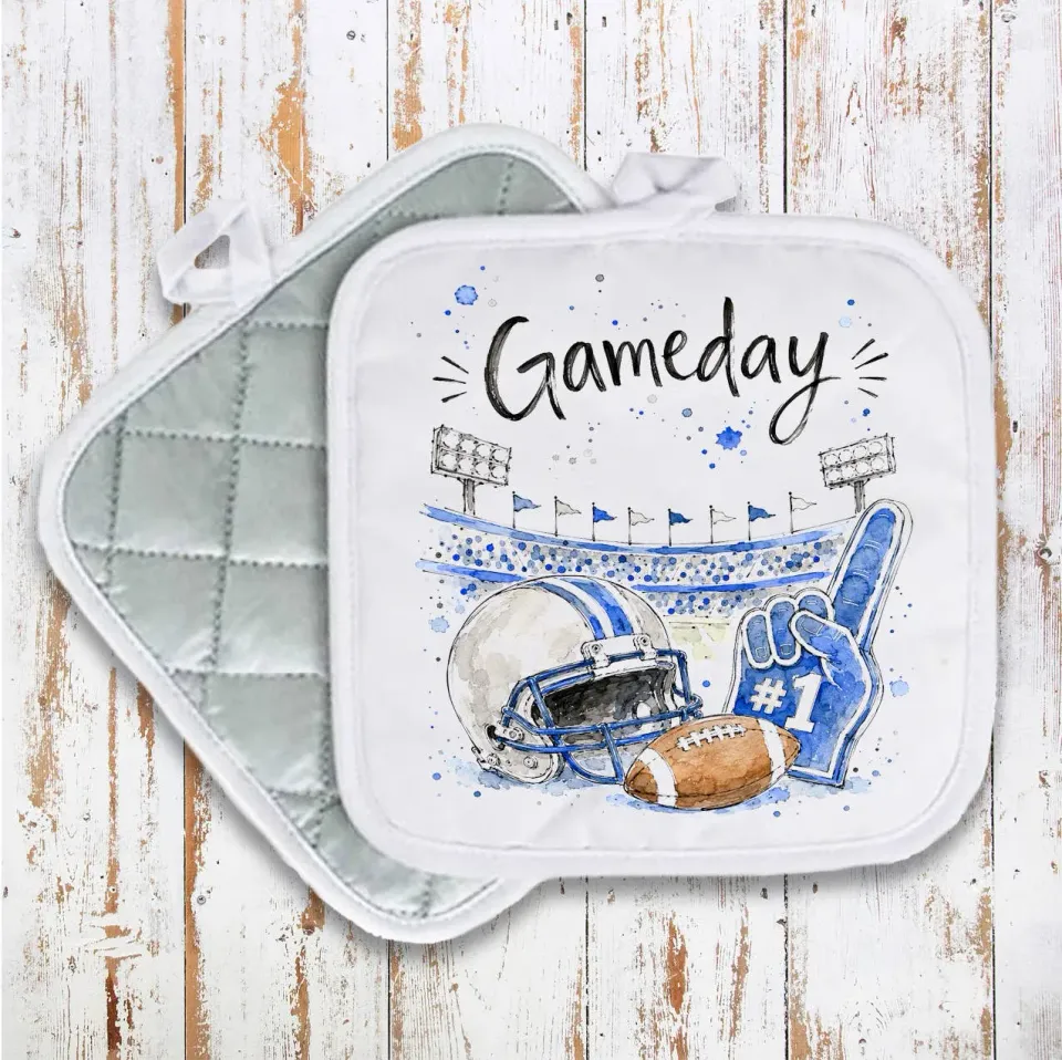Avery Lane Gifts Gameday Football Silver Royal Blue grydelap
