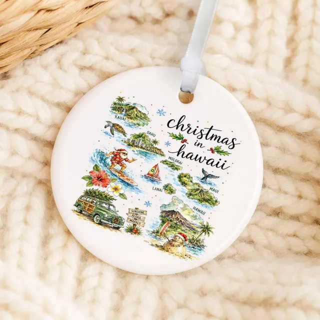 Avery Lane Gifts Hawaii julepynt porcelæn 7,6 cm jul