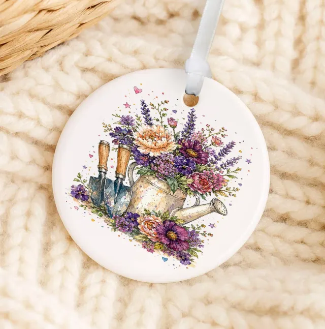 Avery Lane Gifts Watercolor Flower ornament porcelæn 7,6 cm