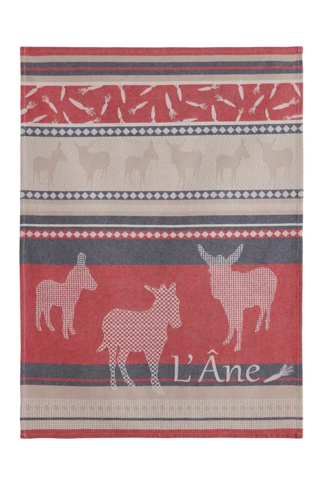 Coucke Donkeys viskestykke 50x75 cm rød bomuld