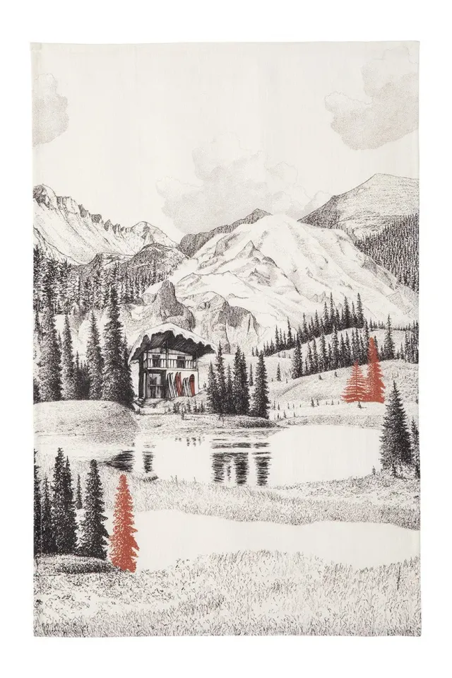 Coucke Mountain Landscape viskestykke hvid 50x75 cm hør