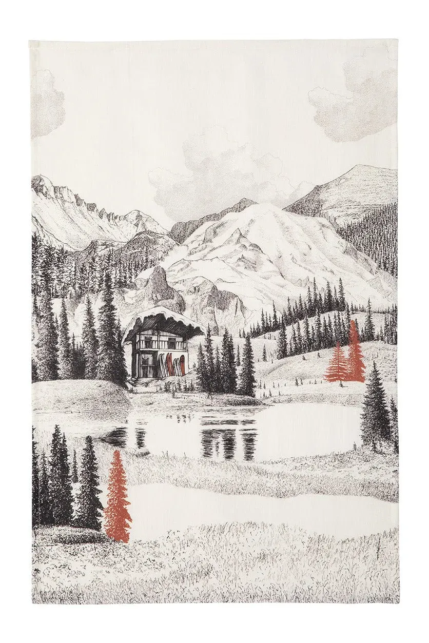 Coucke Mountain Landscape viskestykke hvid 50x75 cm hør