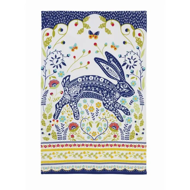 Ulster Weavers Woodland Hare viskestykke blå bomuld
