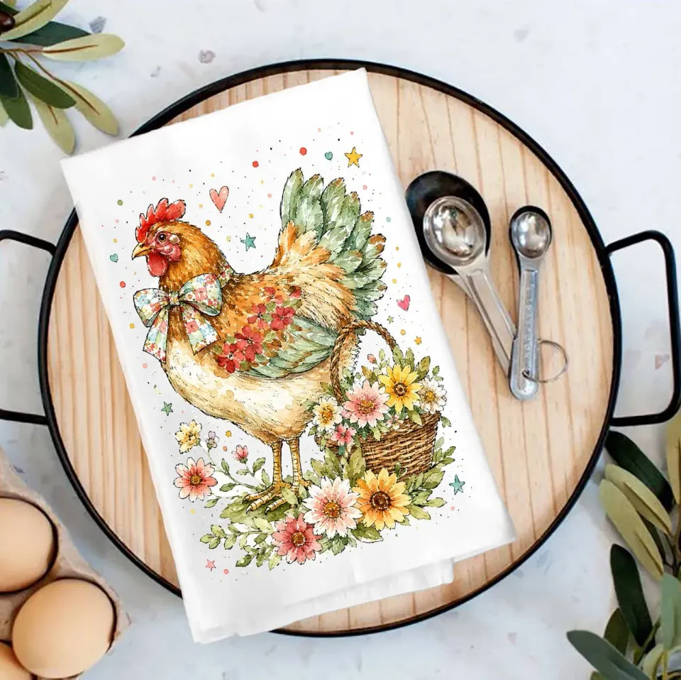 Avery Lane Gifts Watercolor Hen viskestykke bomuld 69 cm