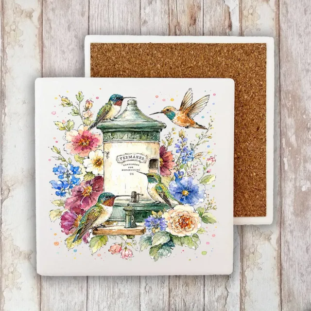 Avery Lane Gifts Spring Hummingbirds bordskåner 10x10 cm sten