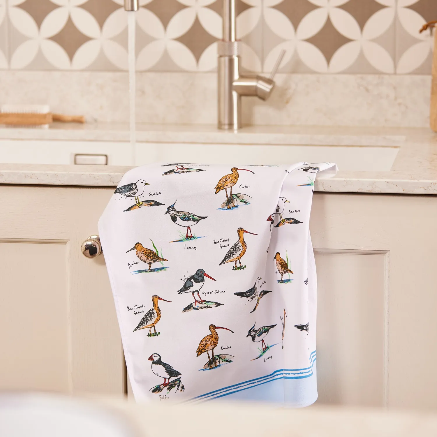 Ulster Weavers Coastal Birds viskestykke blå bomuld