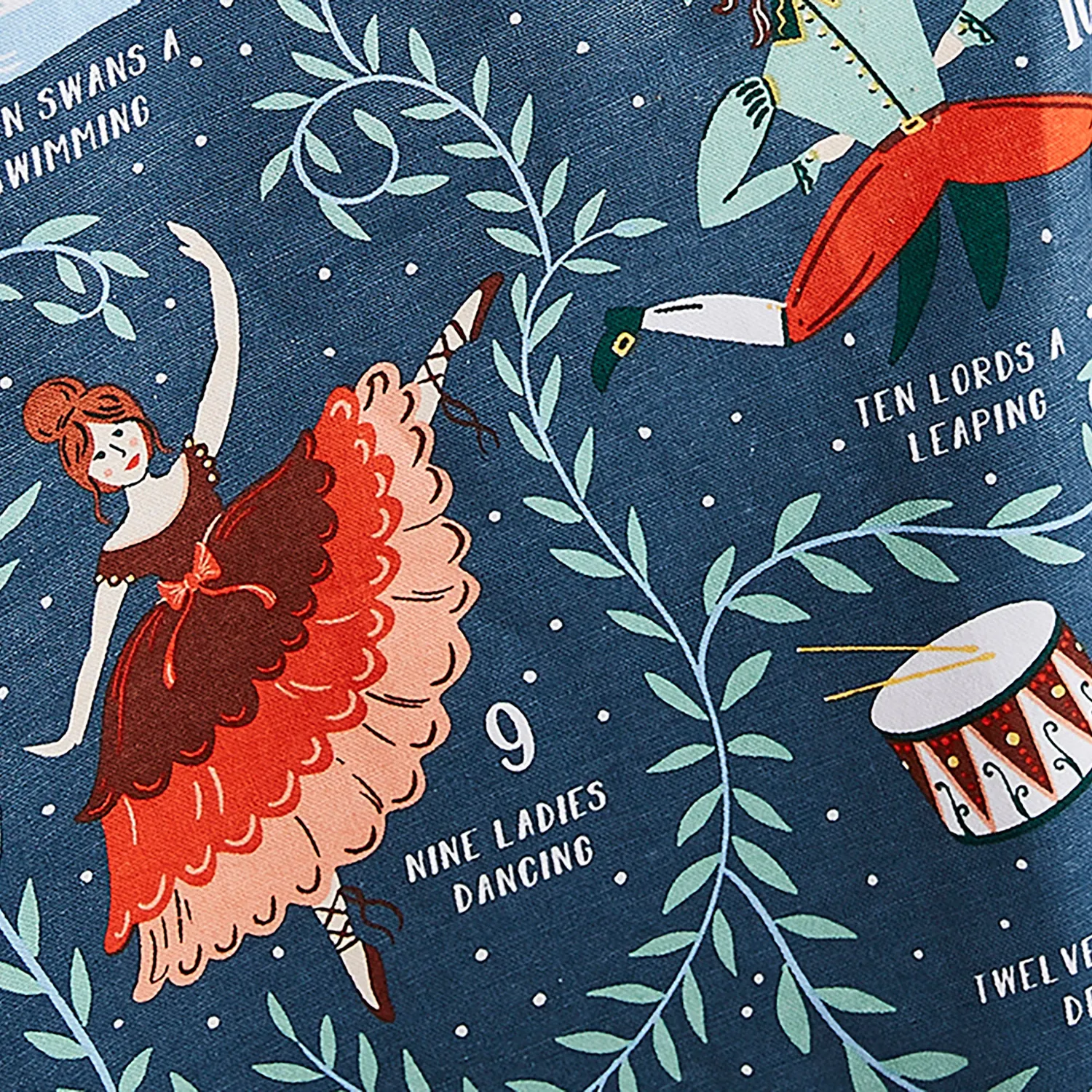 Ulster Weavers 12 Days of Christmas viskestykke blå bomuld