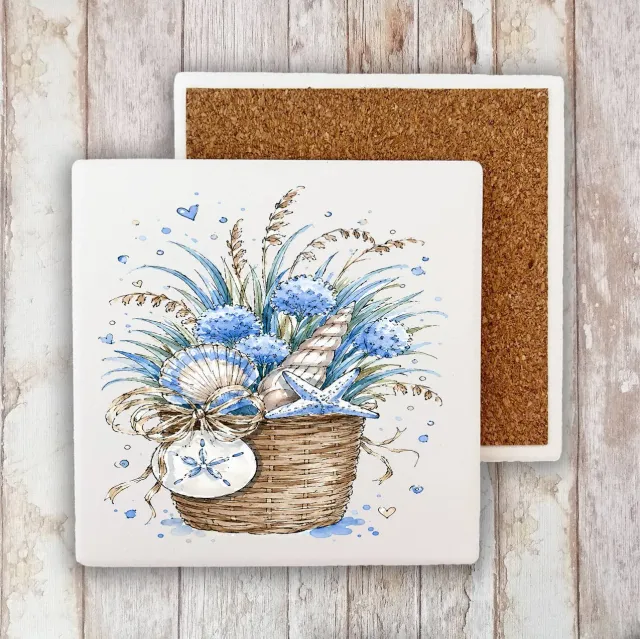 Avery Lane Gifts Coastal Blue glasbrik sten