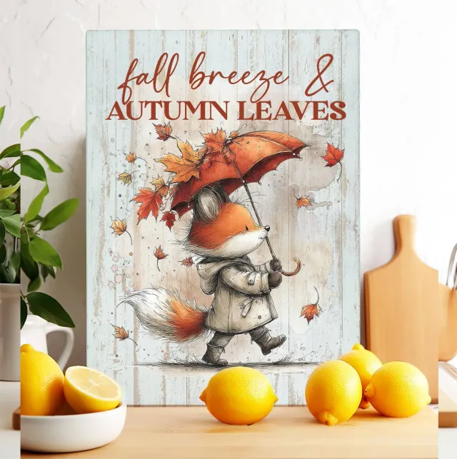 Avery Lane Gifts Fall Breeze Autumn Leaves Fox skærebræt 20x28 cm glas