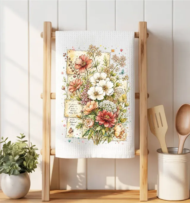 Avery Lane Gifts Vintage Wild Flowers rengøringsklud vaffel