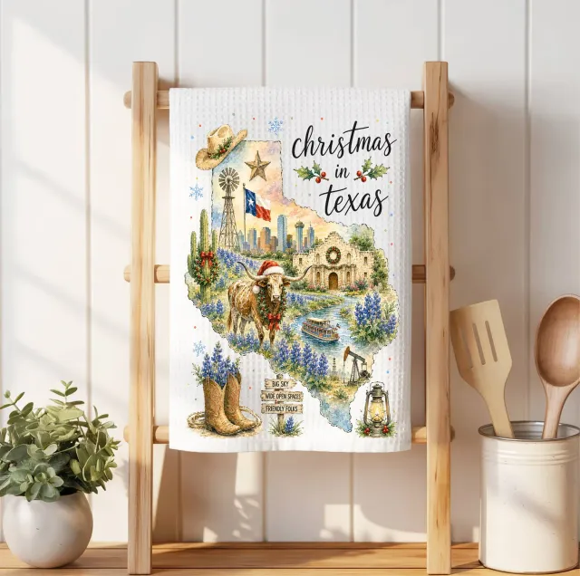 Avery Lane Gifts Christmas Texas viskestykke vaffel jul