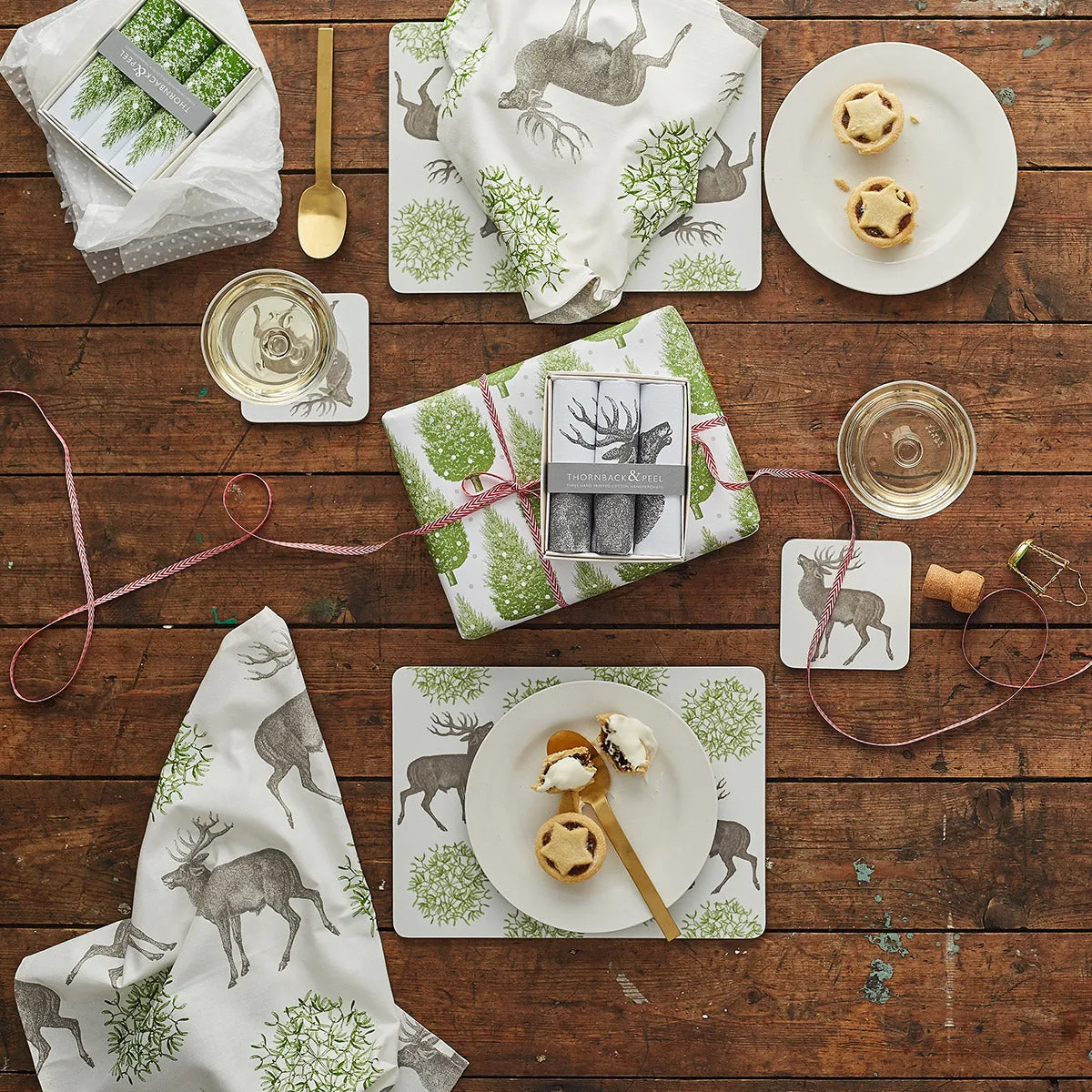 Thornback & Peel Stag & Mistletoe serviet 45x45 bomuld