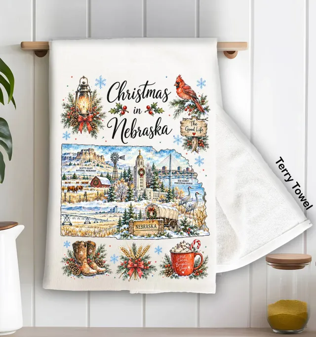 Avery Lane Gifts Christmas Nebraska viskestykke frotté 71x46 cm