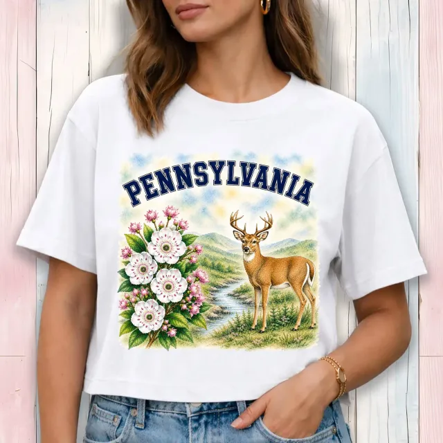 Avery Lane Gifts Pennsylvania cropped t-shirt hvid bomuld