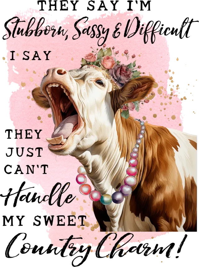 Avery Lane Gifts Stubborn Sassy Cow t-shirt bomuld