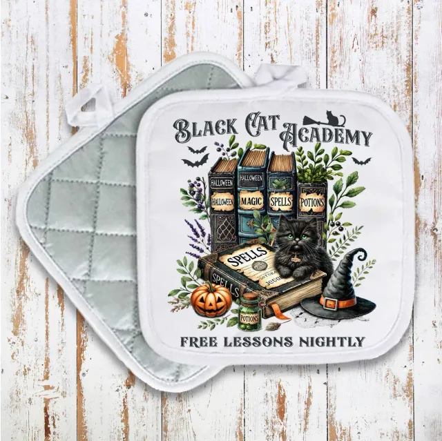 Avery Lane Gifts Black Cat Academy grydelap bomuld 20 cm