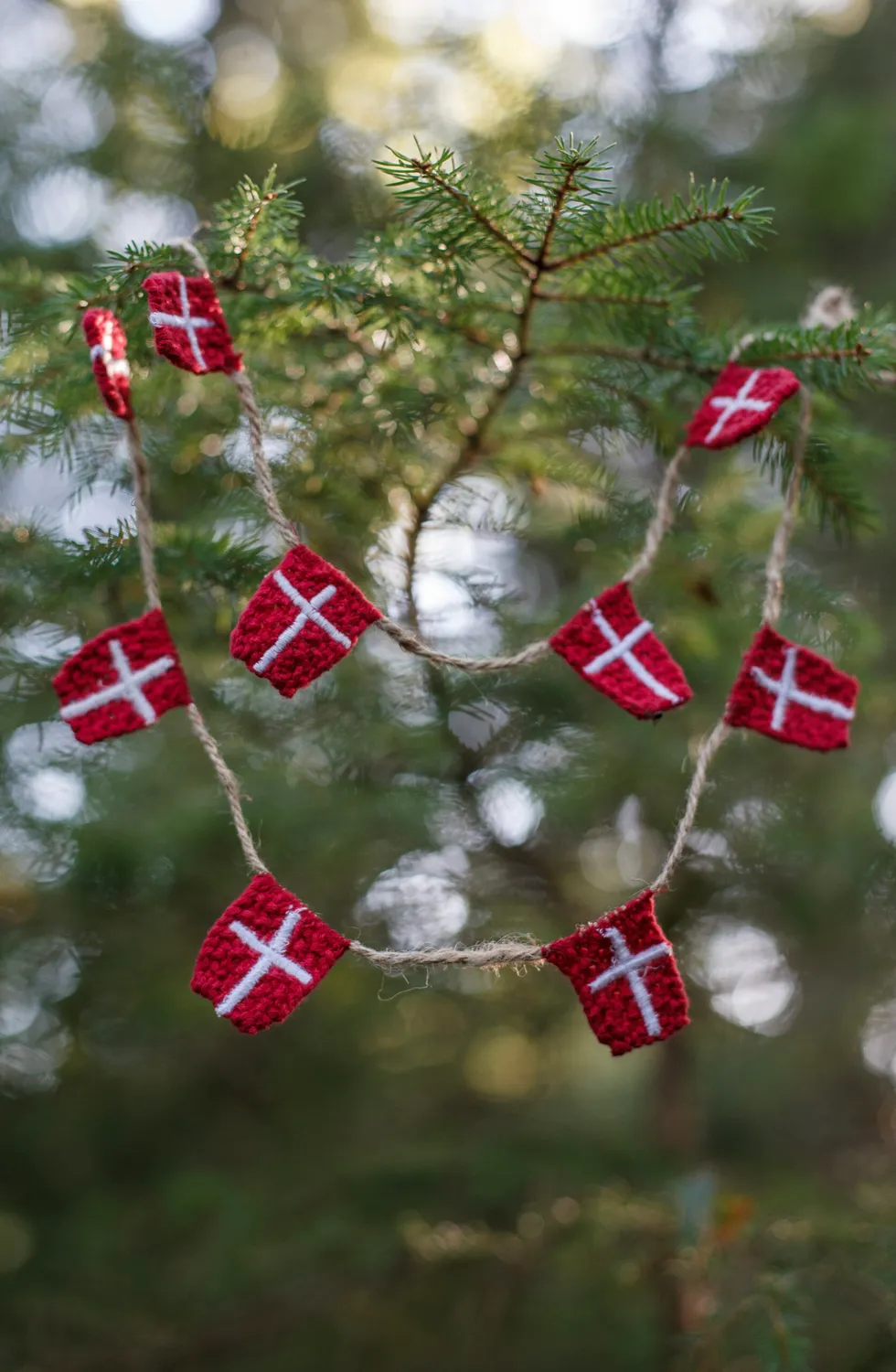 Solwang flagguirlande danske flag 10 stk bomuld