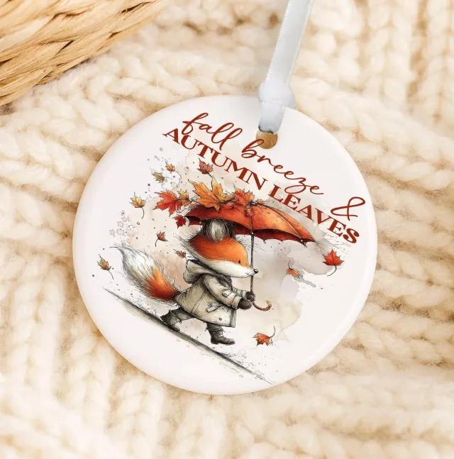 Avery Lane Gifts Fall Breeze Fox ornament porcelæn 7,6 cm