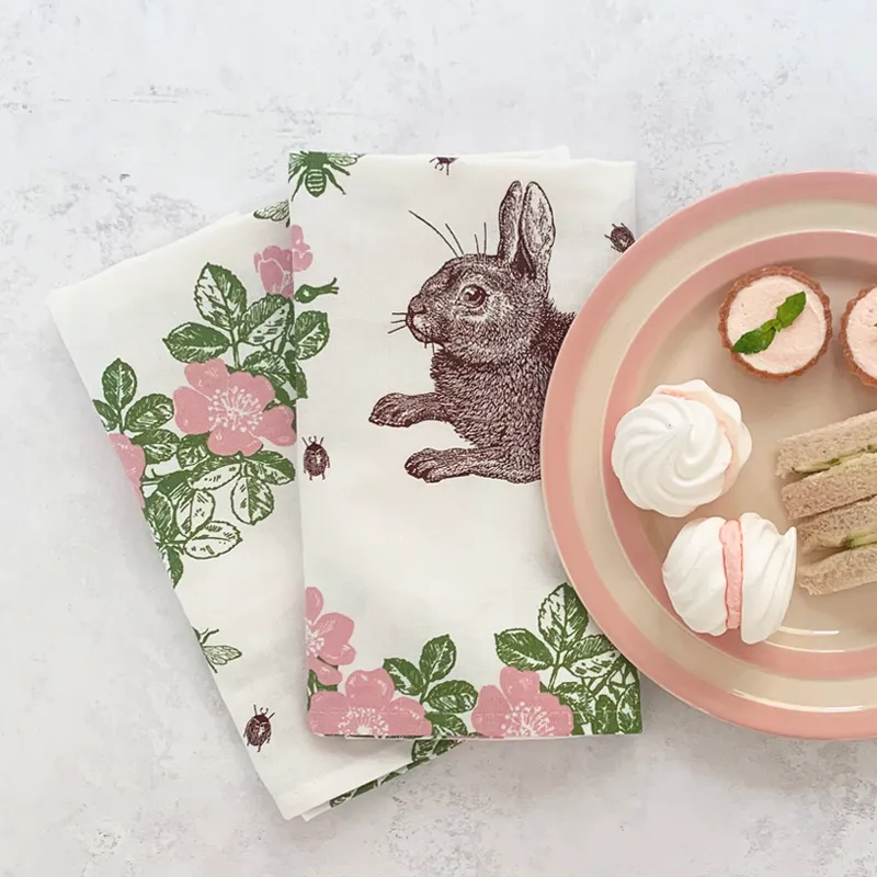 Thornback & Peel Rabbit & Rose stofserviet 45x45