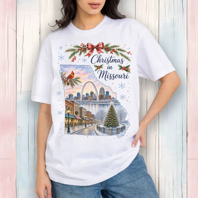 Avery Lane Gifts Christmas Missouri T-shirt hvid bomuld