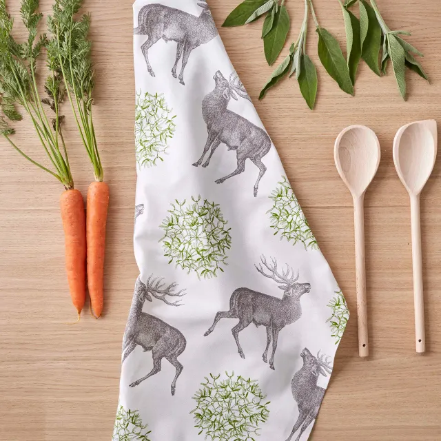 Thornback & Peel Stag & Mistletoe Tea Towel viskestykke 47x77