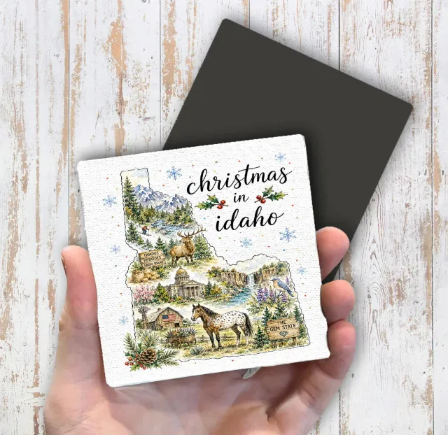 Avery Lane Gifts Christmas in Idaho State Map køleskabsmagnet