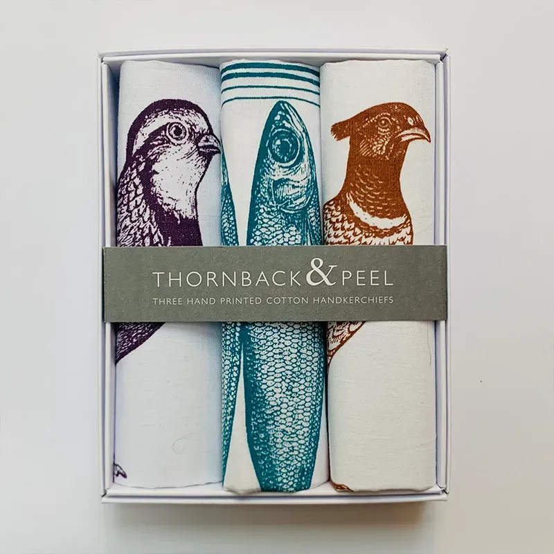 Thornback & Peel Mixed Hanky Box lommetørklæde 3-pak